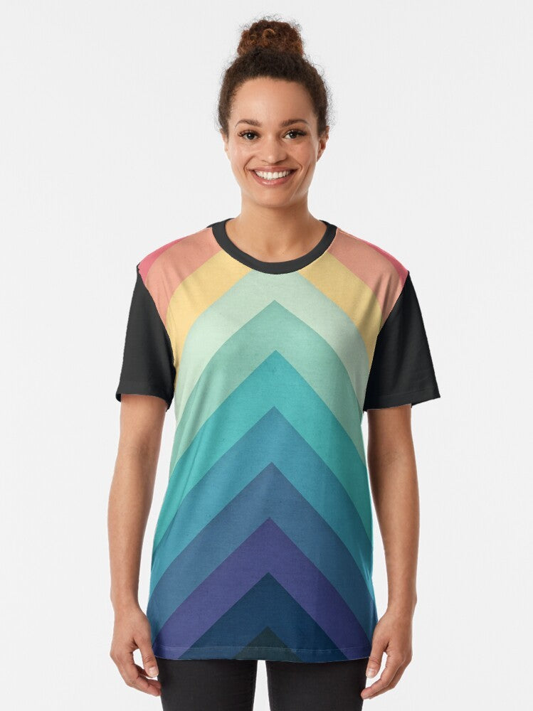 Retro chevron abstract graphic design on a t-shirt - Women