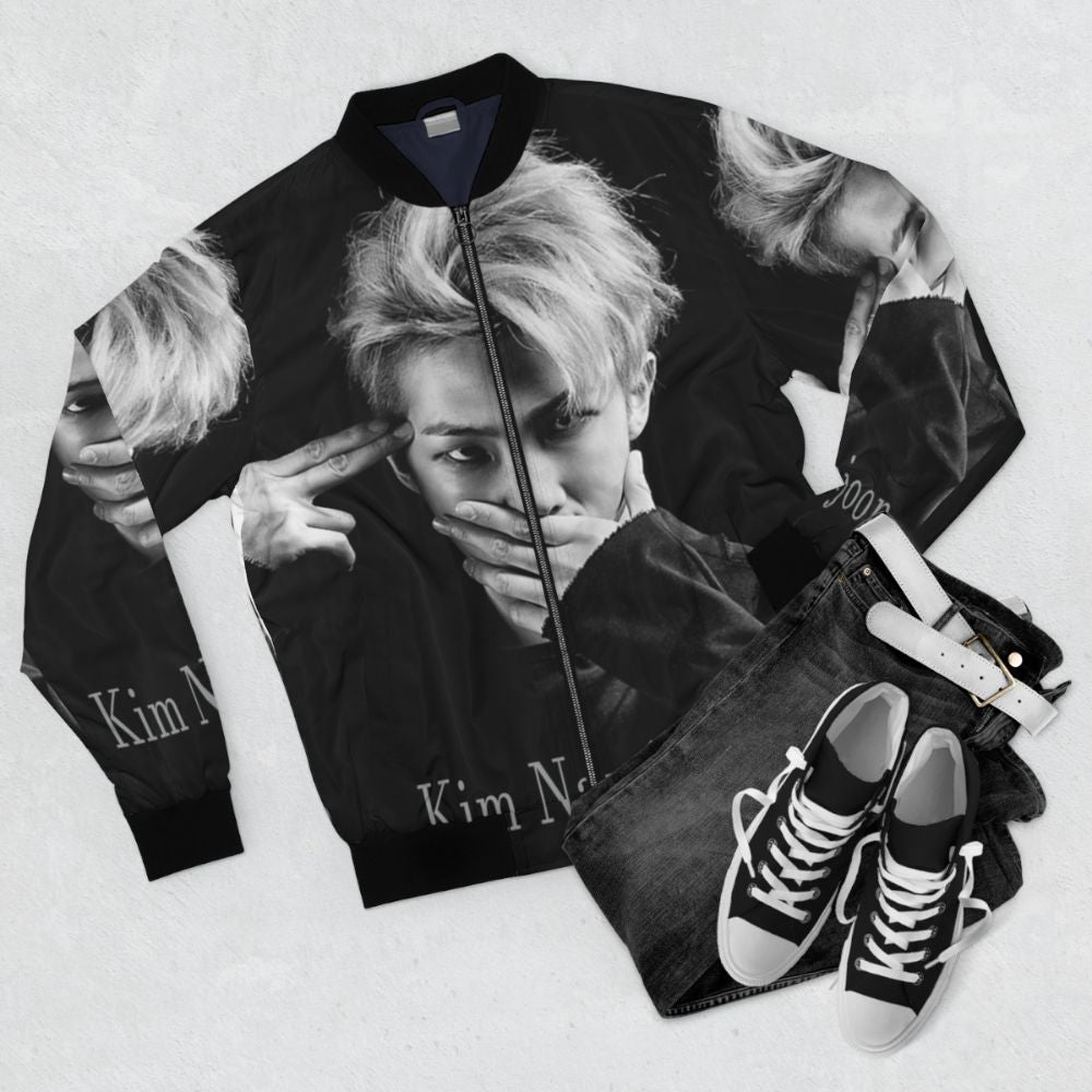 Kim Namjoon BTS RM Inspired Bomber Jacket - Flat lay