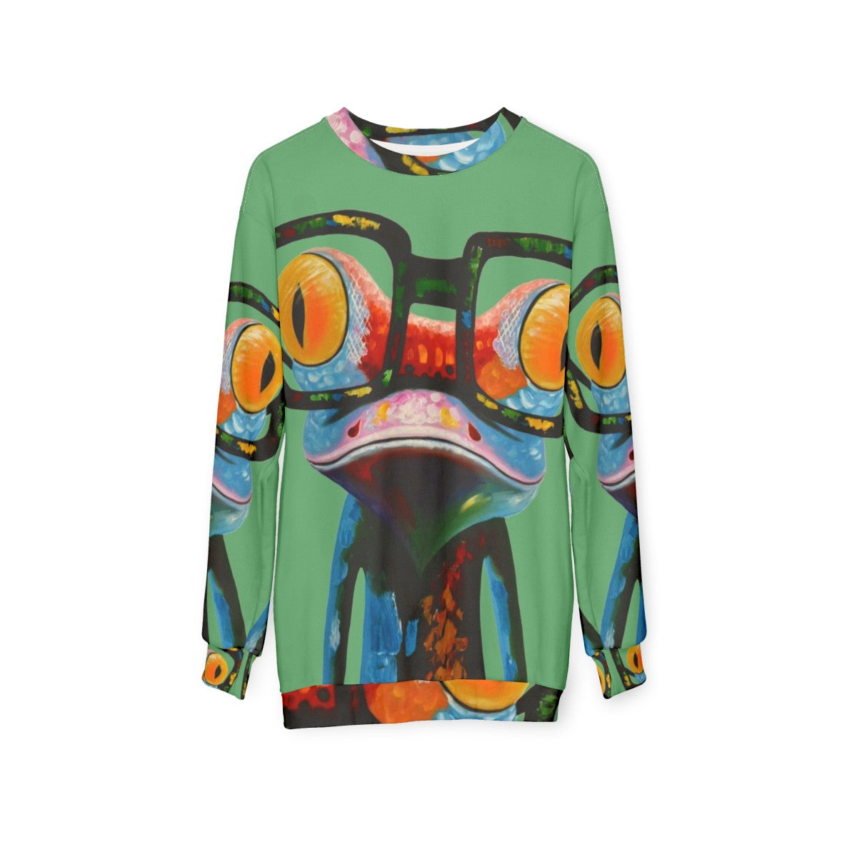 Hipster frog nerd glasses sweatshirt - hanging