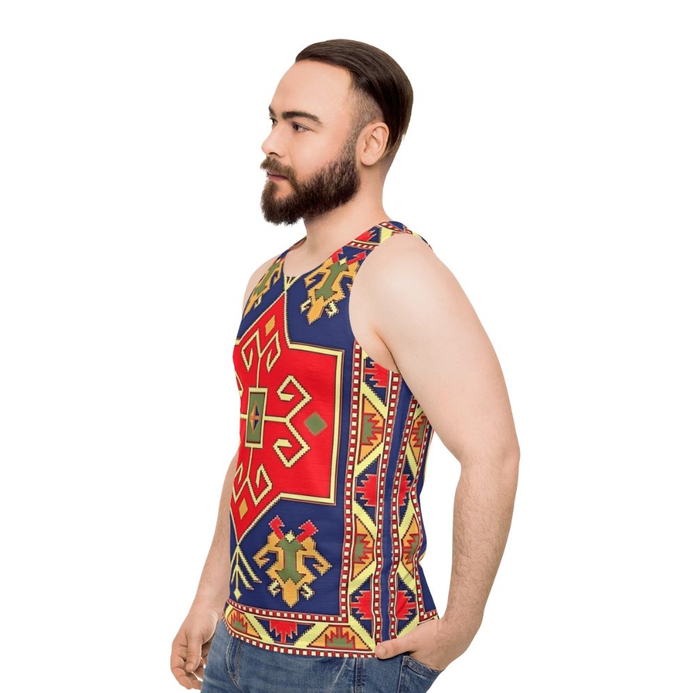 Unisex tank top featuring Armenian art design - men side