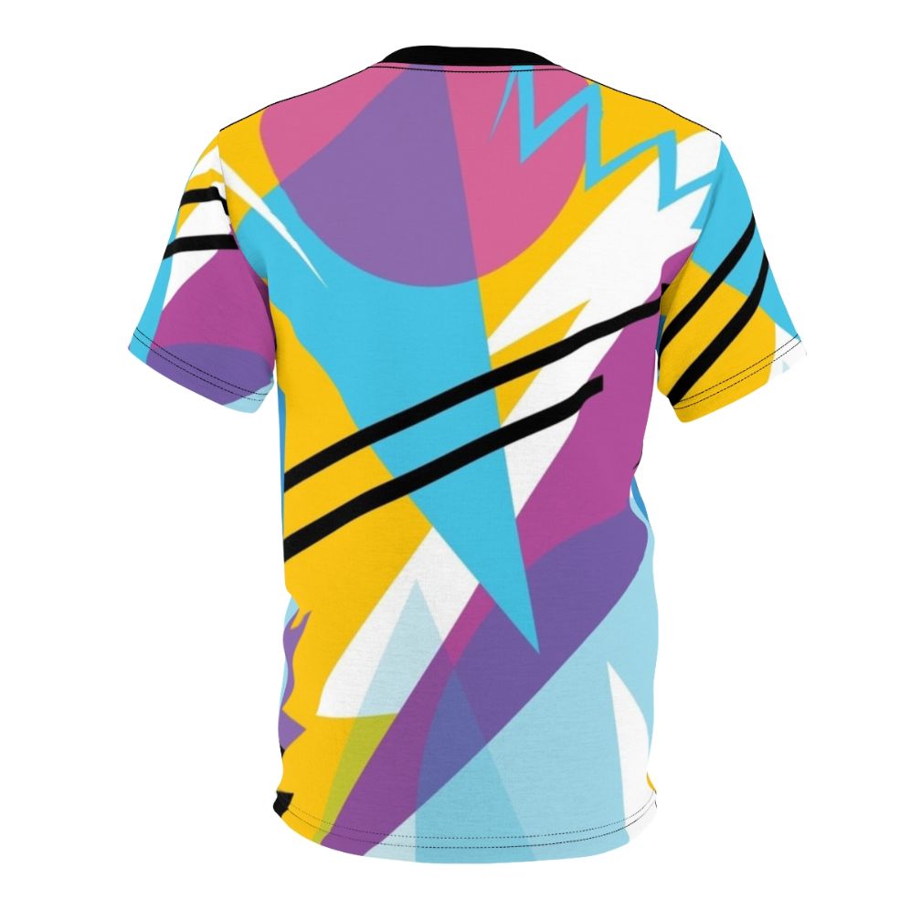 Retro 1980s style patterned t-shirt with a vibrant and radical 80s inspired design - Back