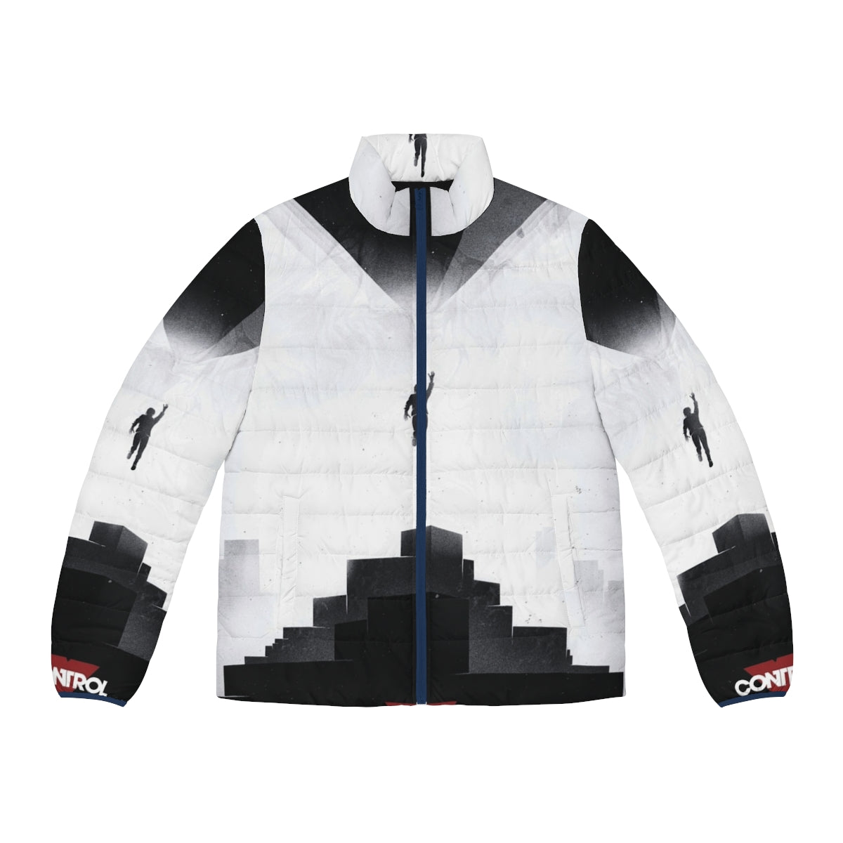 Federal Bureau of Control Puffer Jacket featuring the iconic Control game logo and design