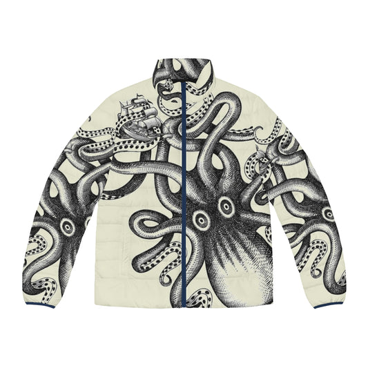 The Big Squid Puffer Jacket, a cozy and stylish puffer jacket with a nautical squid design