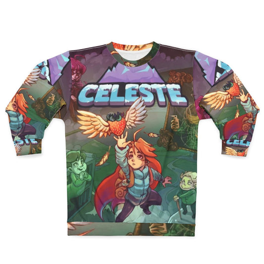 Celeste-themed retro gaming sweatshirt