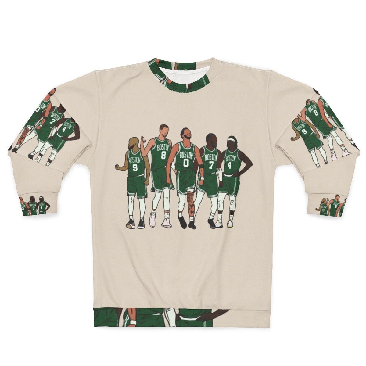 Boston Celtics Big 4 Sweatshirt featuring Kristaps Porzingis, Jrue Holiday, Jayson Tatum, and Jaylen Brown