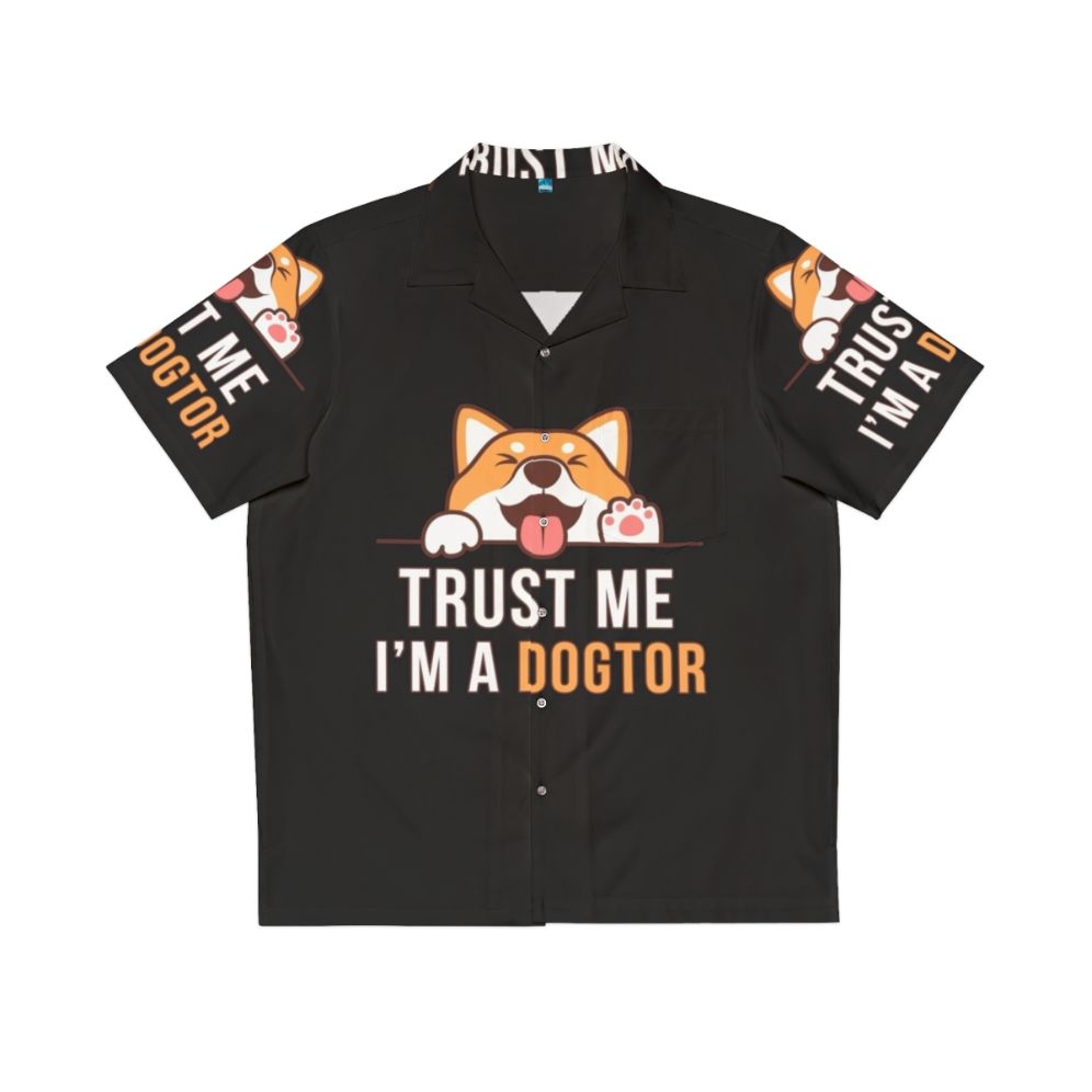 A funny "Trust Me I'm a Dogtor" Hawaiian shirt with a dog graphic