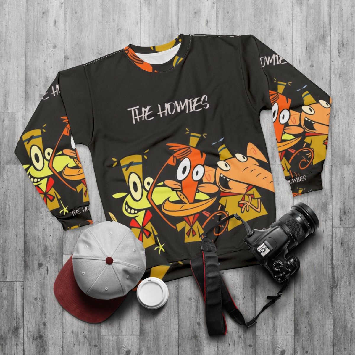 Homies Cartoon Sweatshirt with Camp Lazlo Design - flat lay