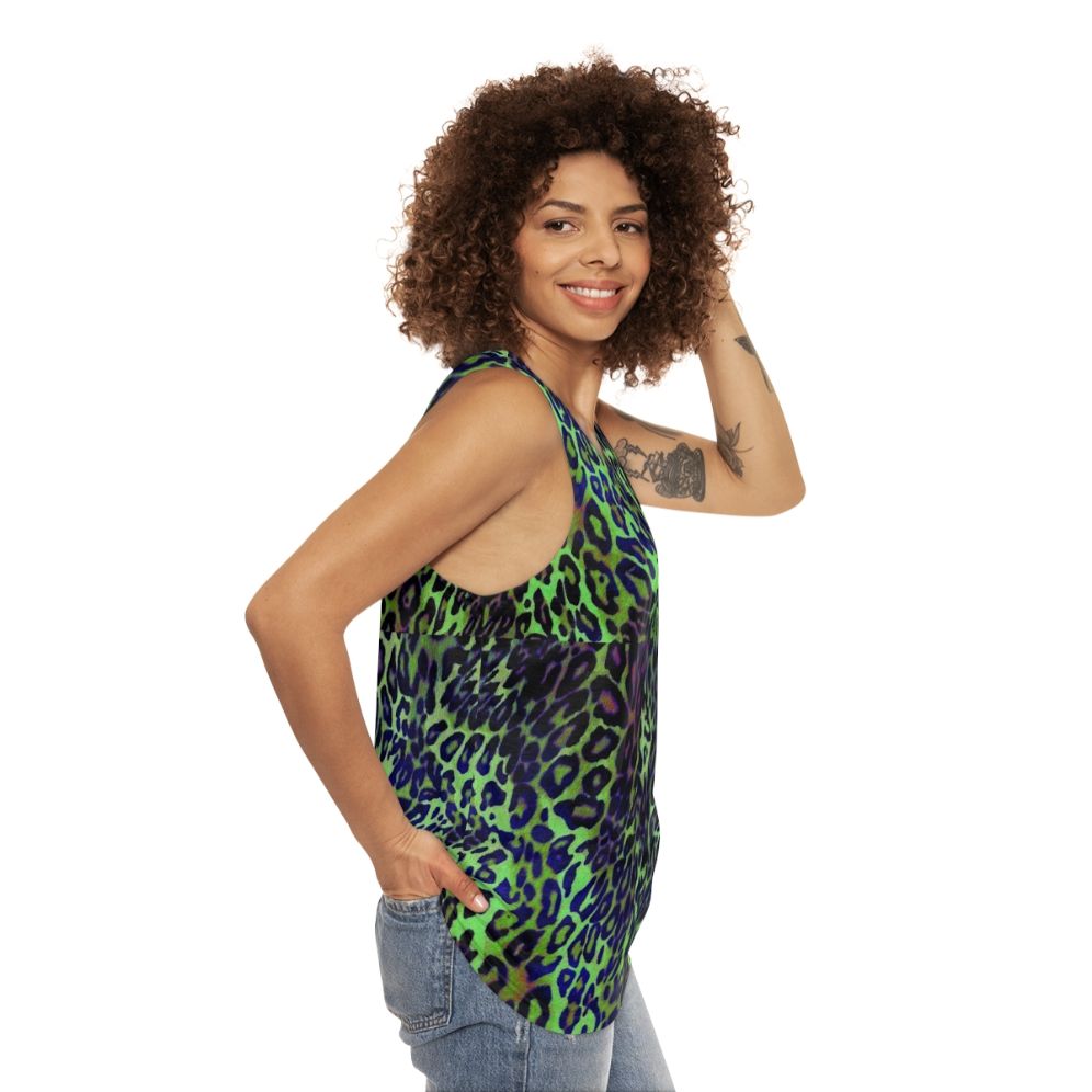 Colorful leopard print unisex tank top - women side