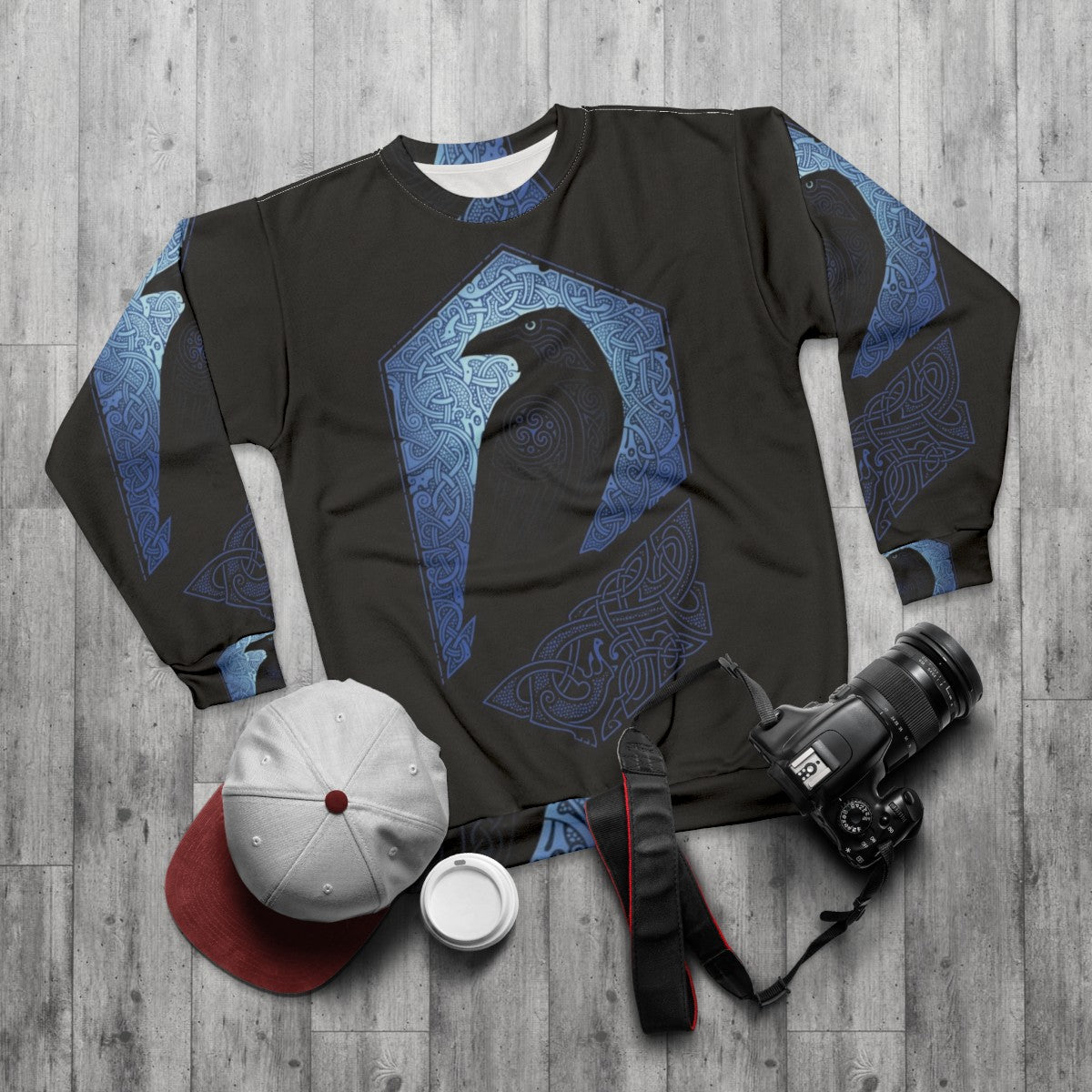 Mythical Celtic Raven Sweatshirt - flat lay