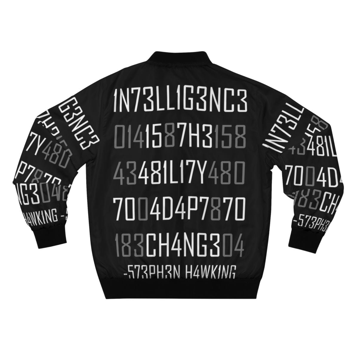 Adapt or Die Encoded Bomber Jacket with Science and Intelligence Graphic - Back