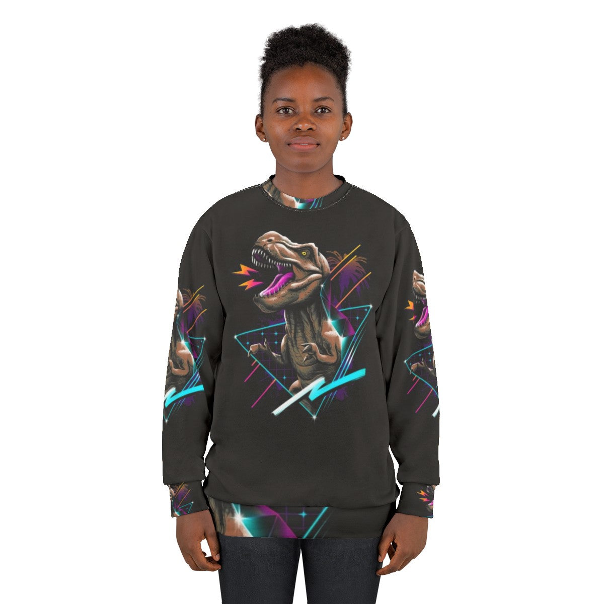 Retro Tyrannosaurus Rex Dinosaur Sweatshirt - women