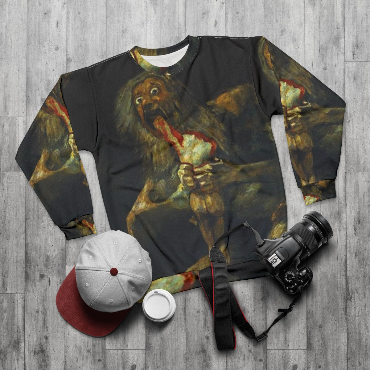 Francisco Goya 'Saturn Devouring His Son' art history sweatshirt - flat lay