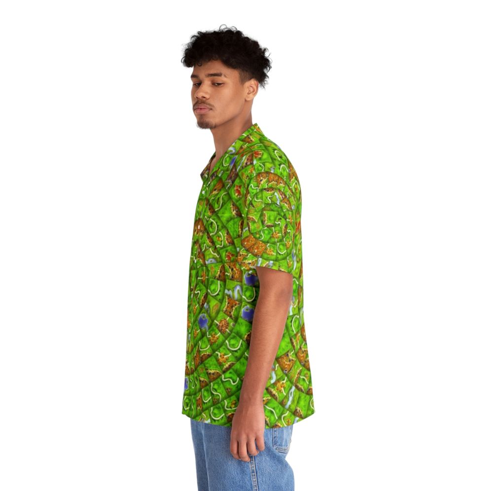 Carcassonne Swirl Hawaiian Shirt with Board Game Meeple and Dice - People Left