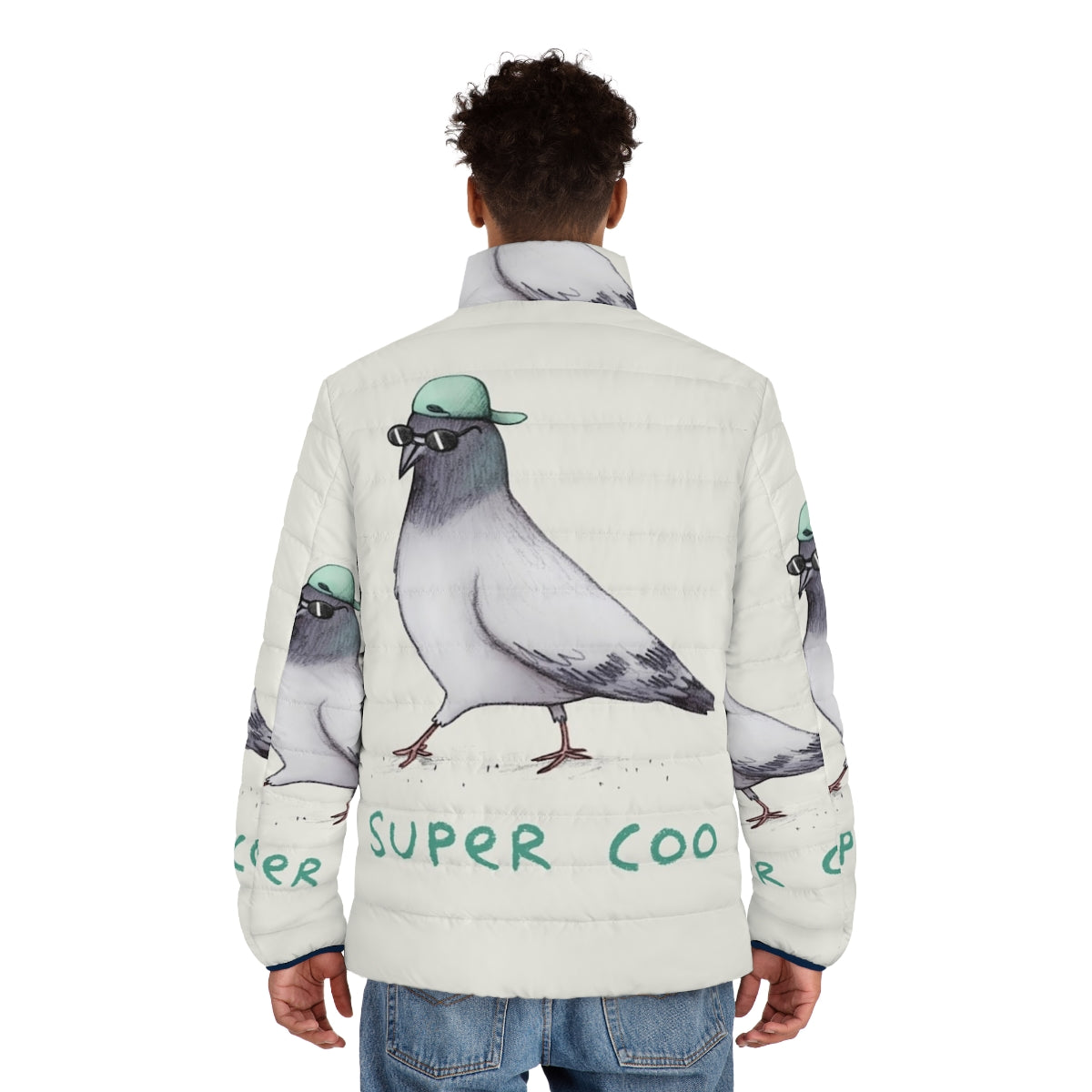 Super Coo Puffer Jacket - Stylish and Warm Indie Pigeon Coat - men back