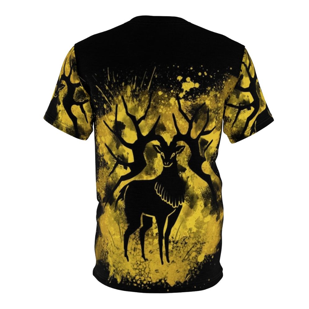 Golden deer splatter design printed on a high-quality t-shirt - Back