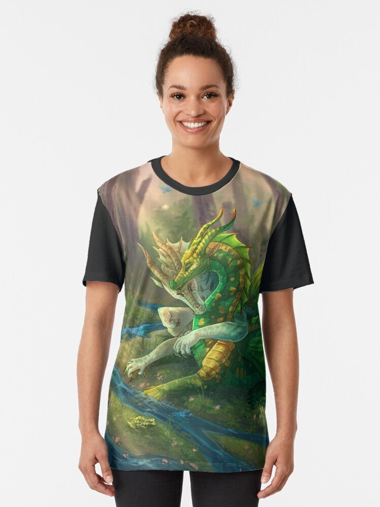 Graphic t-shirt featuring Sundew and Willow from the Wings of Fire fantasy book series - Women