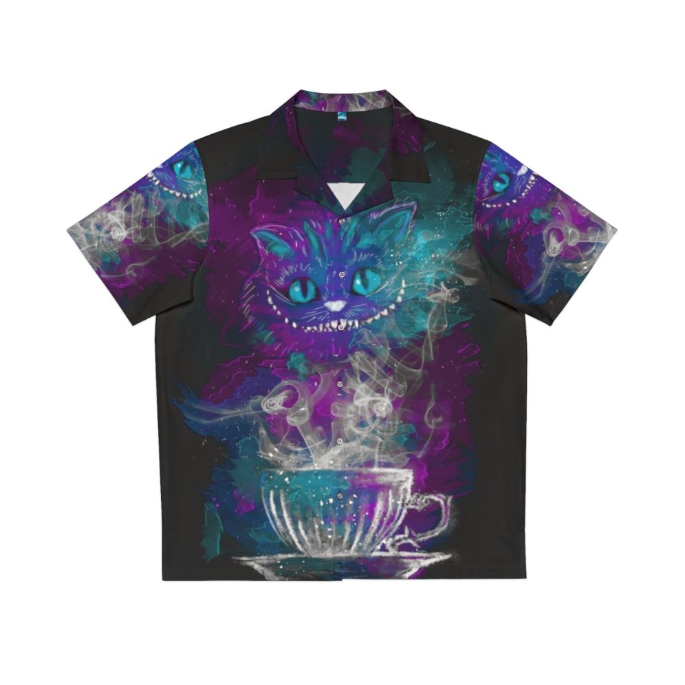 Cheshire Cat Hawaiian Shirt with Cosmic Wonderland Design