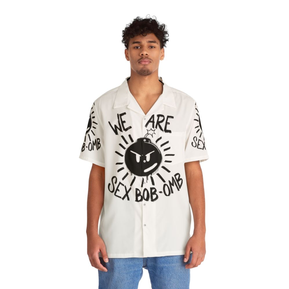 We Are Sex Bob-Omb Hawaiian Shirt with Scott Pilgrim Vs The World Graphic - People Front