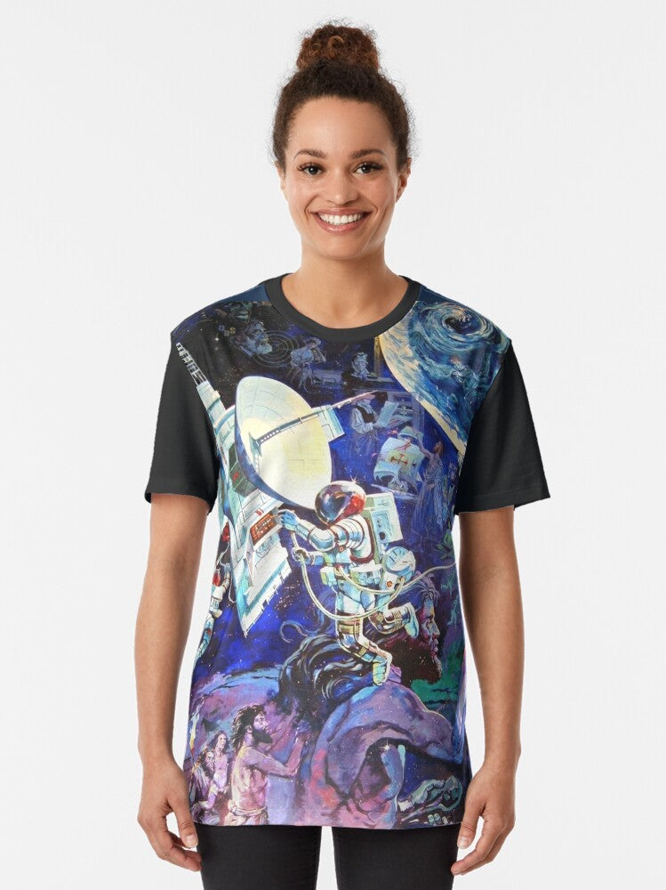 Vintage Spaceship Earth Mural Graphic on a T-Shirt - Women