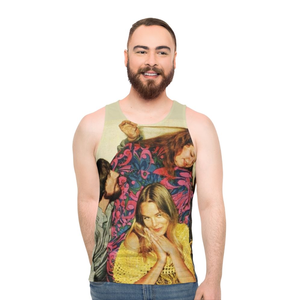 Retro unisex tank top with The Mamas and The Papas inspired design - men