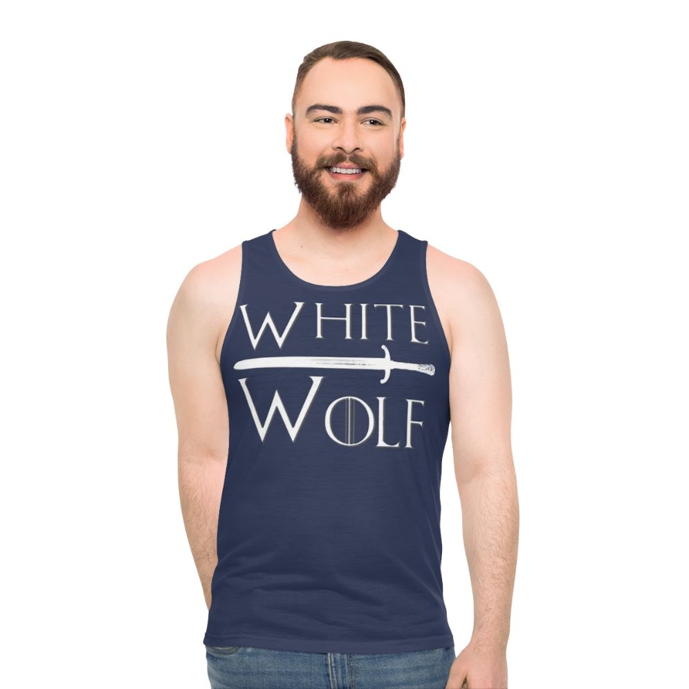 Unisex wolf print tank top - men