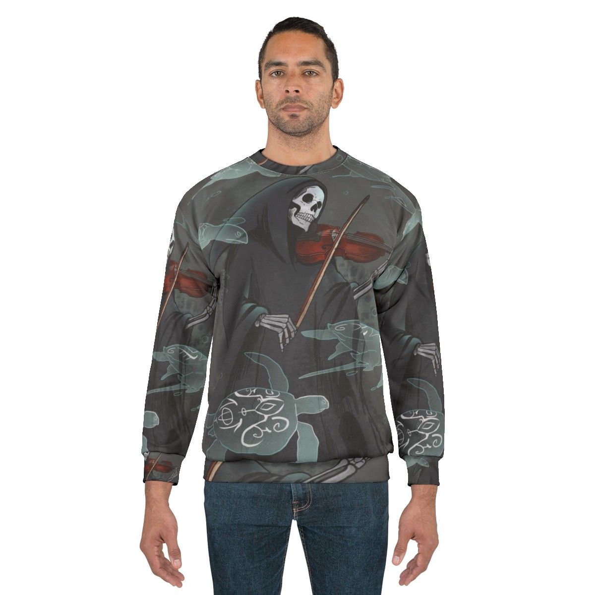 Dark symphony grim reaper violin sweatshirt - men