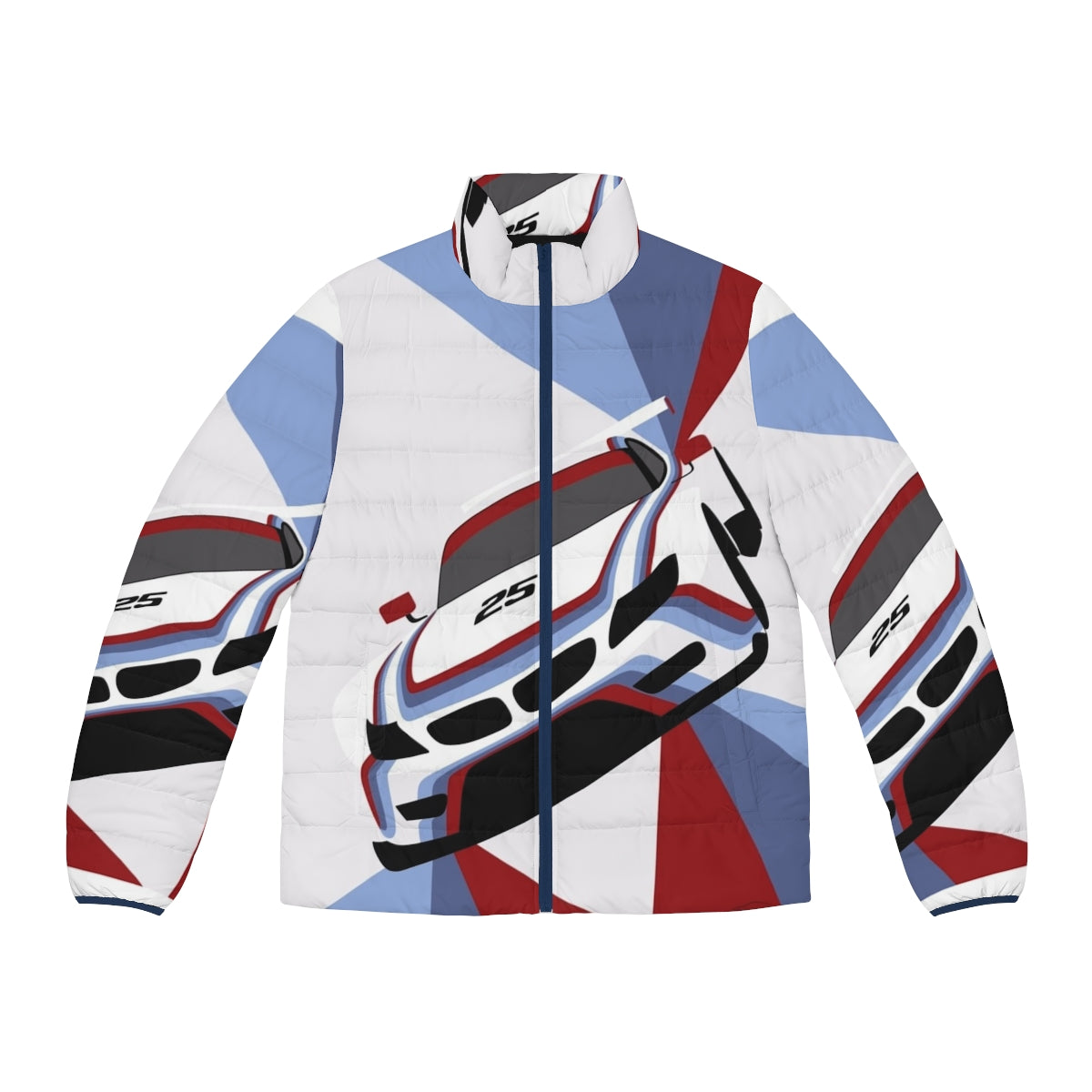 Z4 GTLM race car puffer jacket, featuring the iconic BMW sports car design