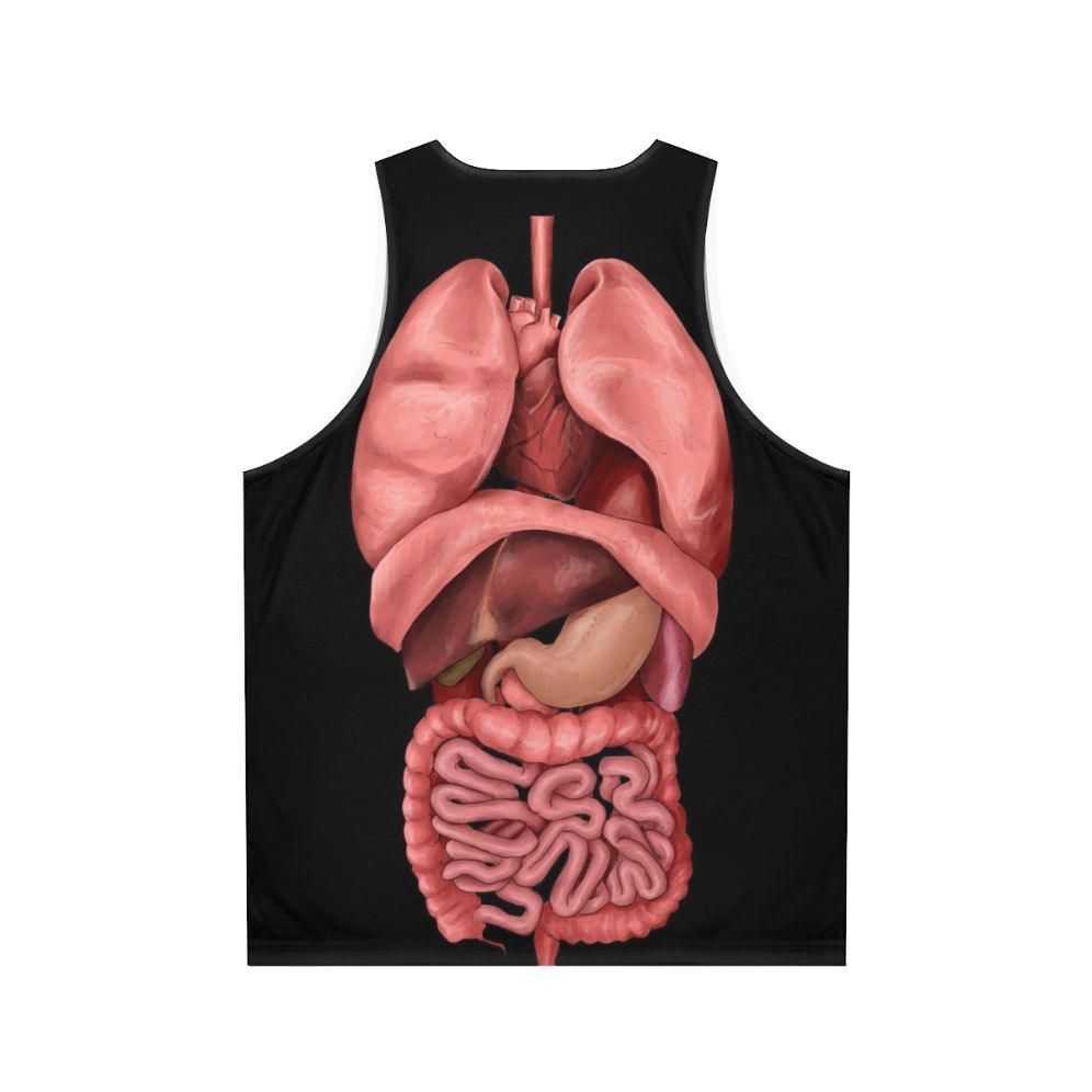 Unisex tank top featuring a watercolor illustration of the human internal organs - Back