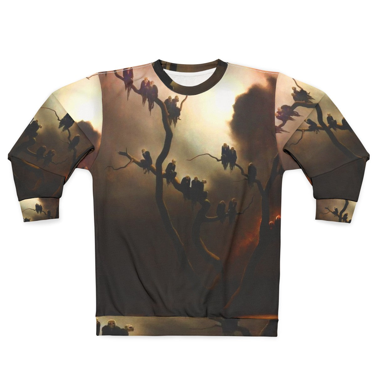 Retro ghosts in a tree sweatshirt with surrealist, classical design