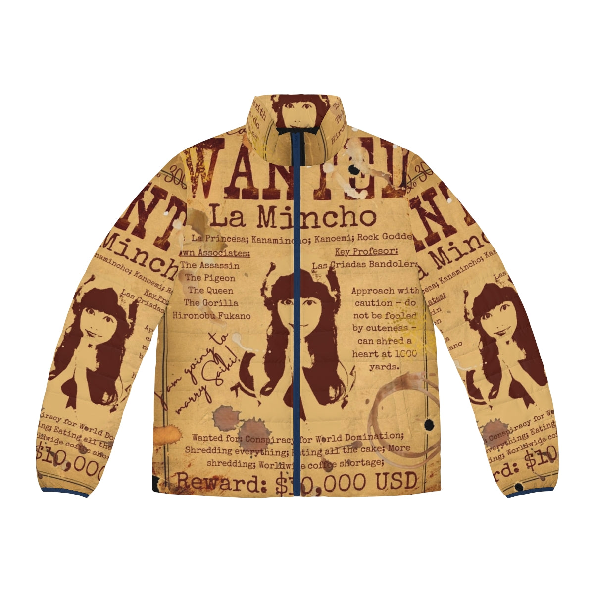 Band Maid La Mincho Wanted Poster Puffer Jacket - Anime Inspired Fan Art