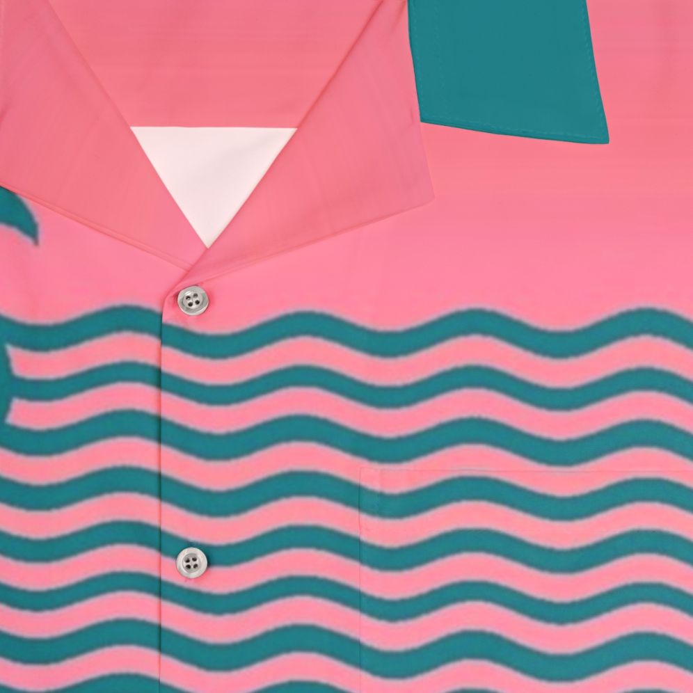 Sunset Fade Hawaiian Shirt with Indie Music and Vaporwave Aesthetic - Detail