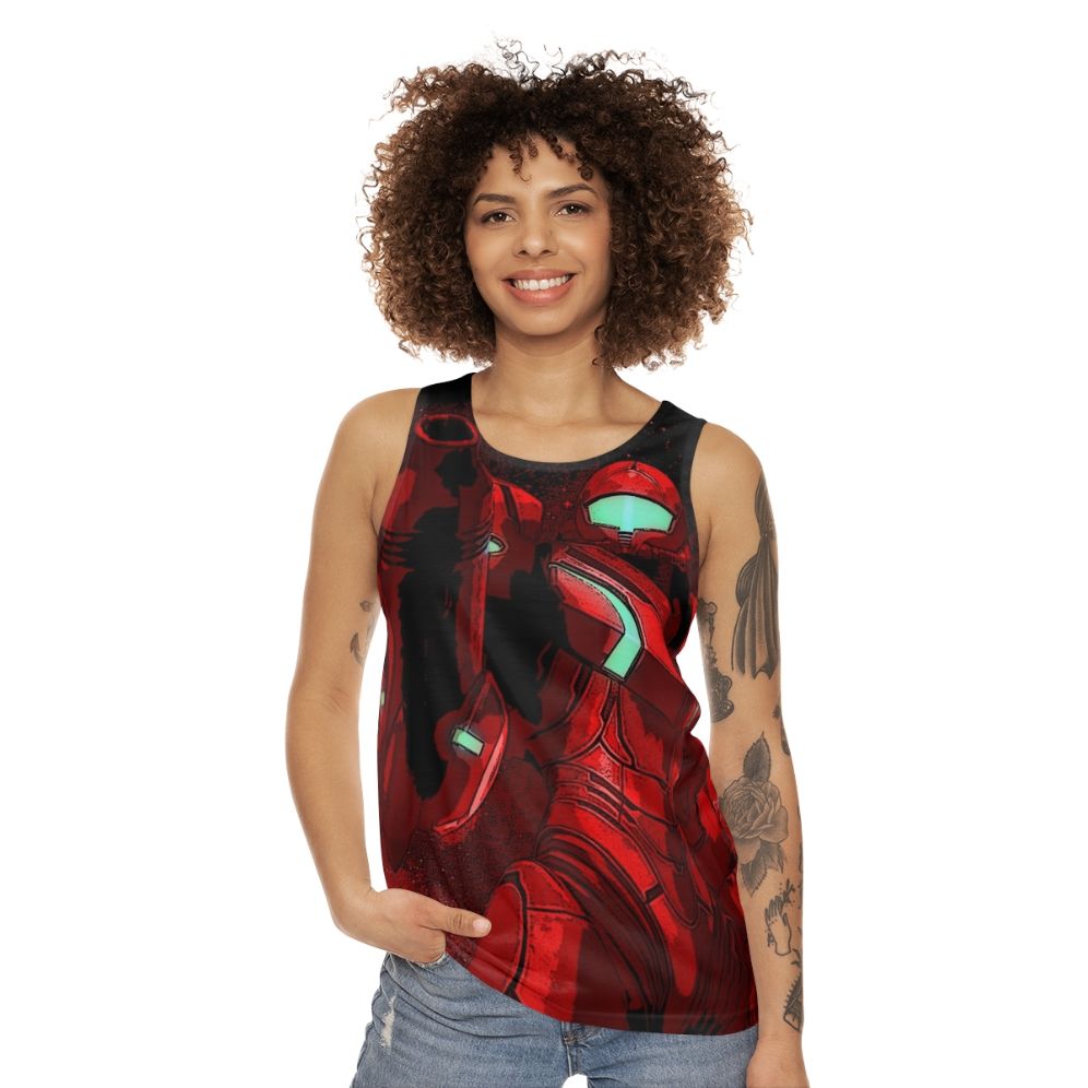 Metroid inspired unisex space gaming tank top - women