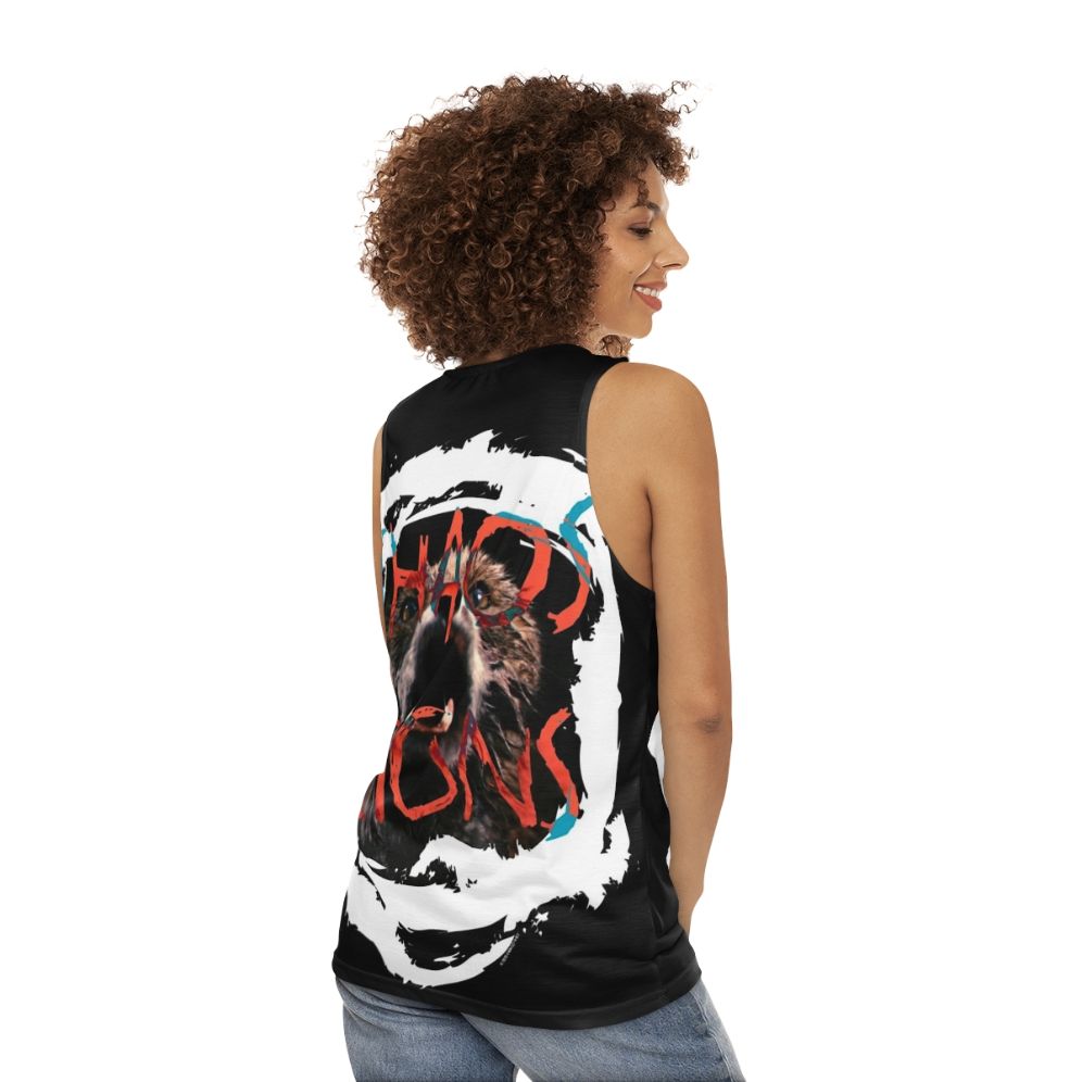 Chaos Reigns Unisex Tank Top with Cult Movie Inspired Design - women back