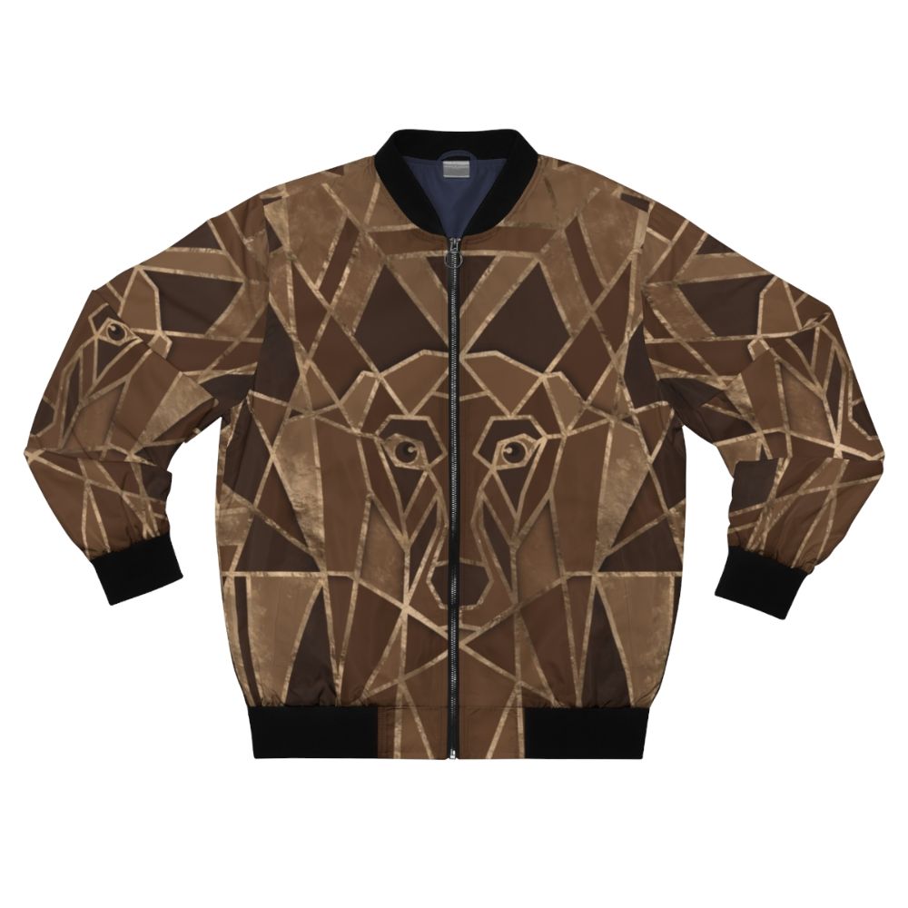 Art deco inspired bomber jacket with a geometric dachshund design