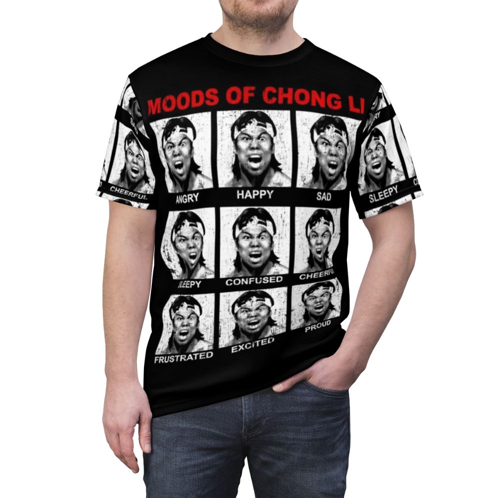 Vintage-style t-shirt featuring Chong Li's moods from the 80s action movie Bloodsport - men front