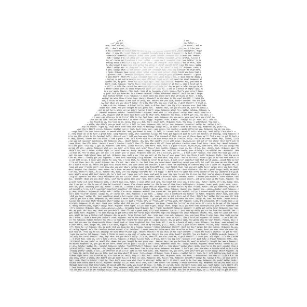 Cars Script Unisex Tank Top with Disney Pixar Movie Quotes