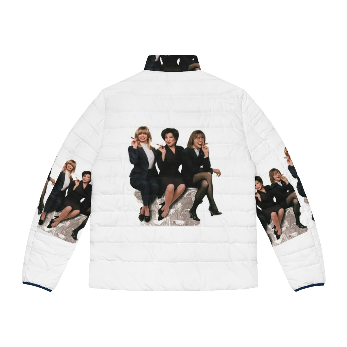 Goldie Hawn, Bette Midler, and Diane Keaton wearing a cozy first wives club puffer jacket - Back