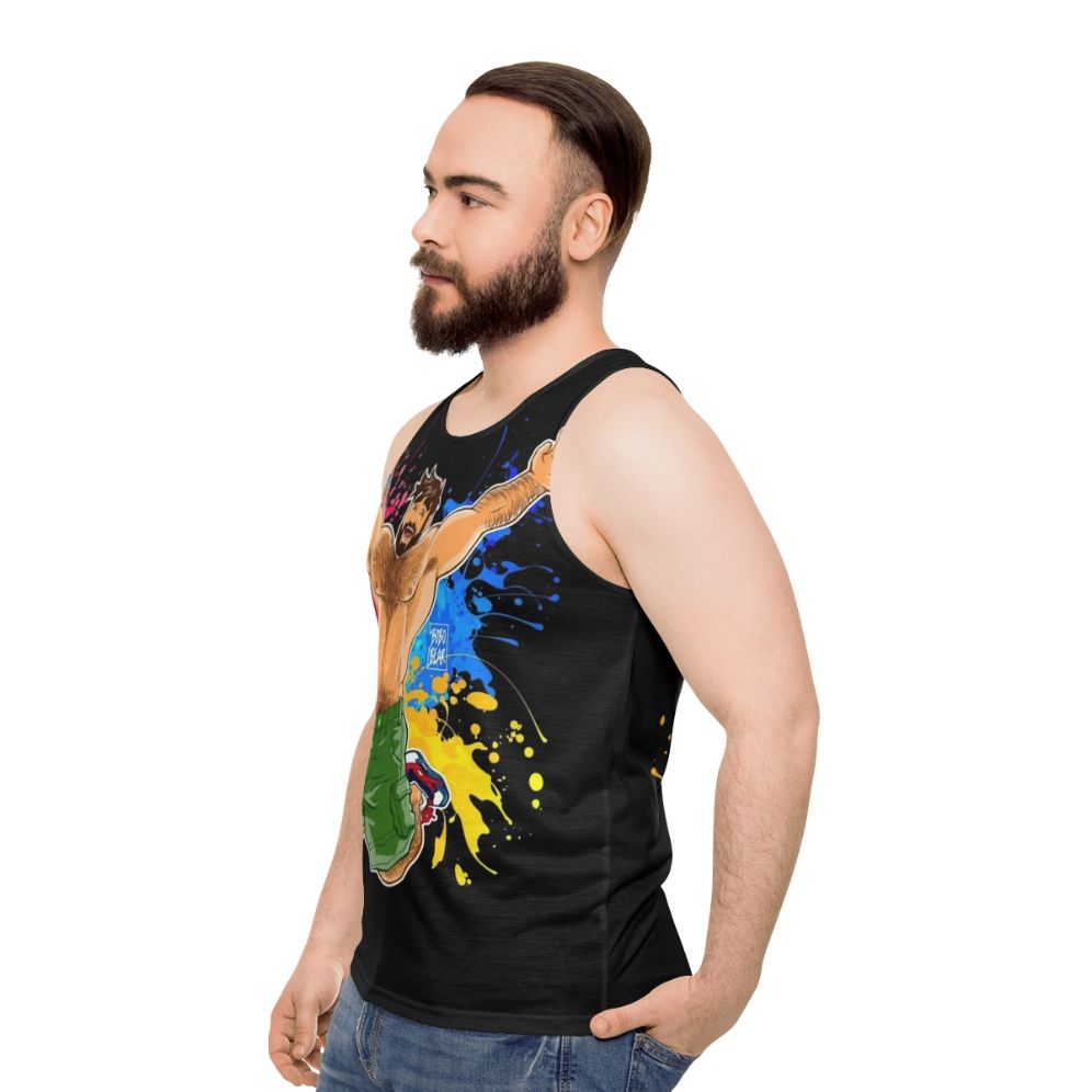 Unisex tank top with bear, otter, and pride designs - men side