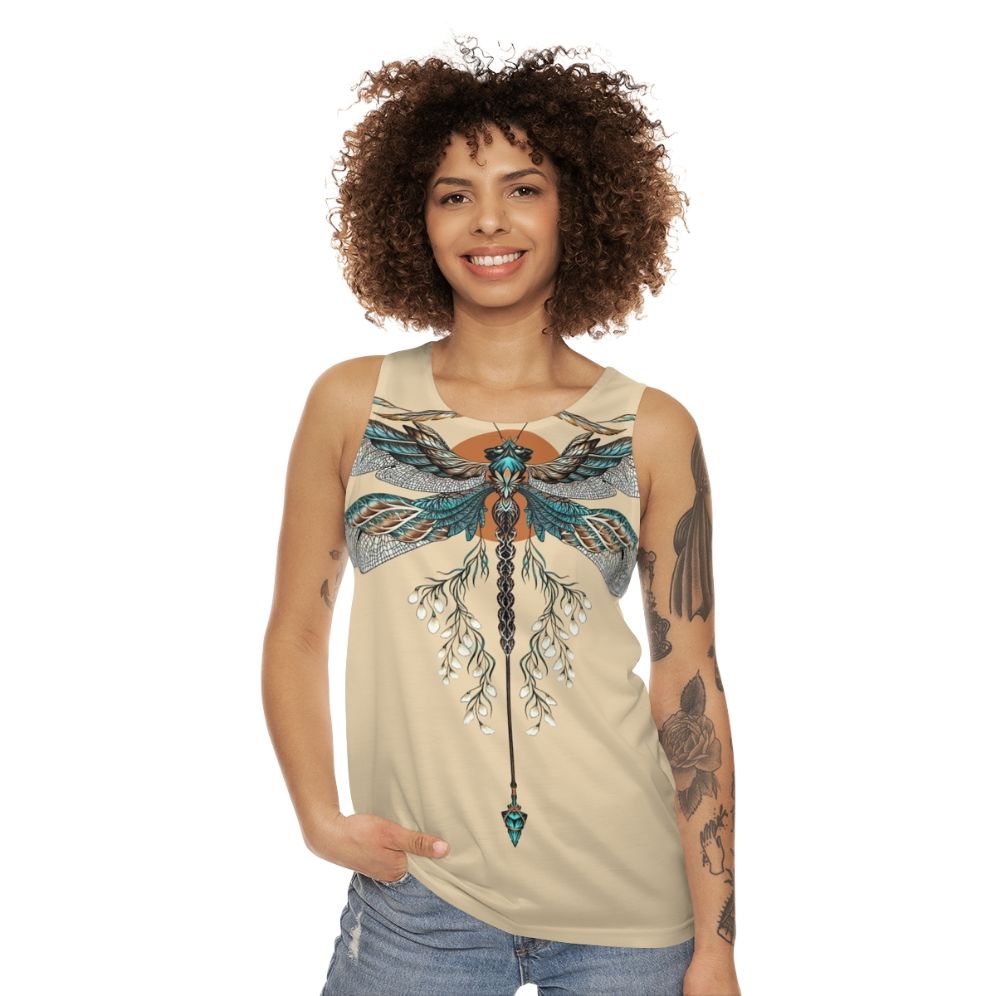 Dragonfly tattoo unisex tank top - women