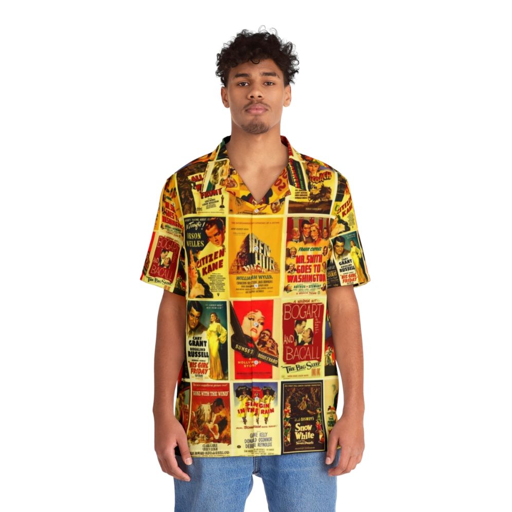 Vintage Hawaiian shirt featuring classic Hollywood movie posters - People Front