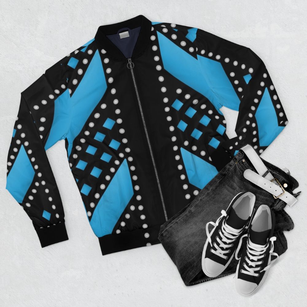 Six The Musical Teal Costume Bomber Jacket - Flat lay