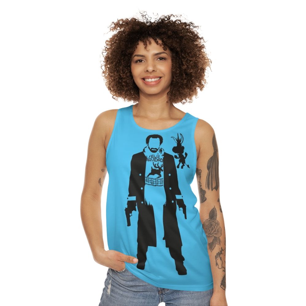 Unisex tank top with movie and anime-inspired minimal design - women