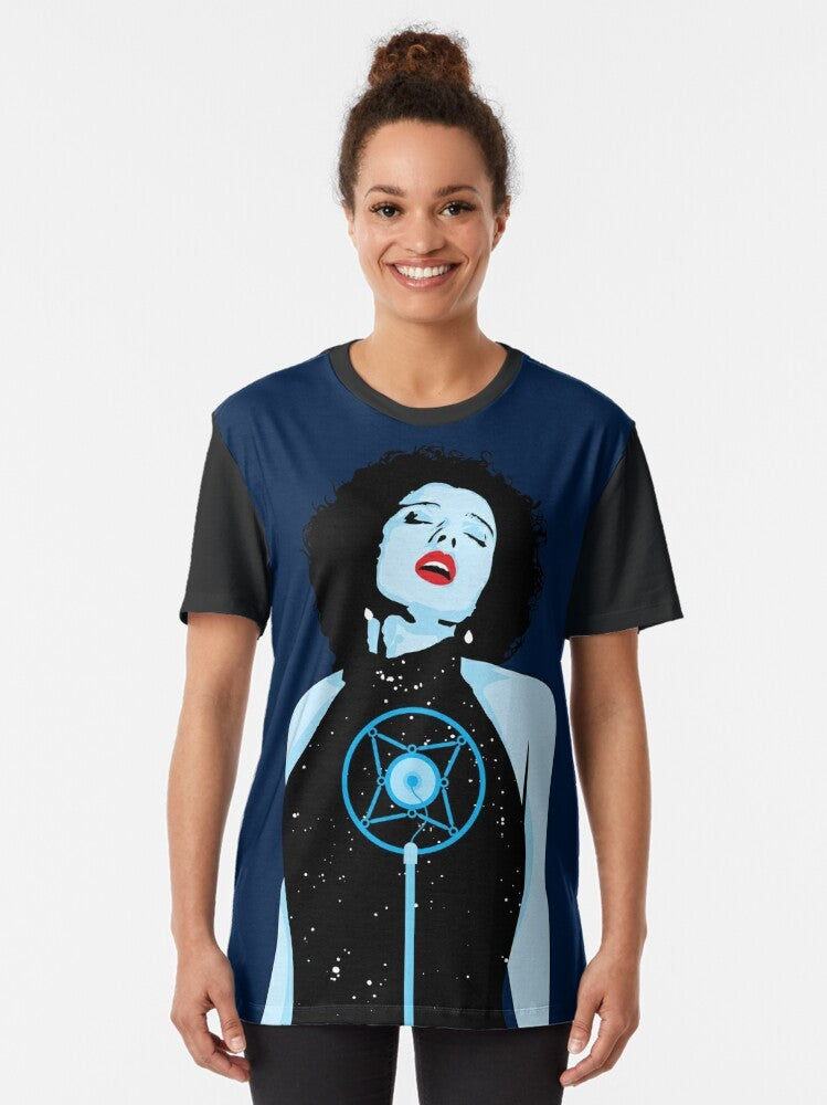 Vintage-style graphic t-shirt featuring Isabella Rossellini from the movie Blue Velvet - Women