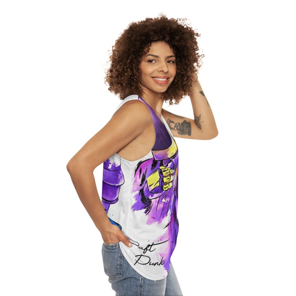 Daft Punk Unisex Watercolor Tank Top - women side