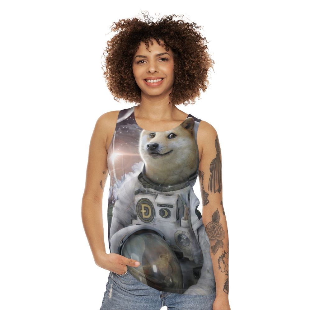 Cute Astronaut Doge Unisex Tank Top - women