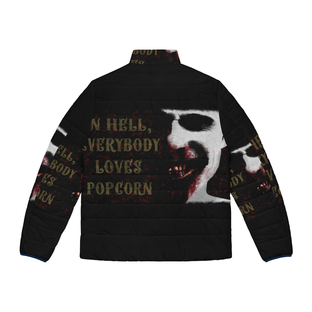 Doom Head Puffer Jacket featuring a horror-themed design inspired by Rob Zombie and Richard Brake - Back