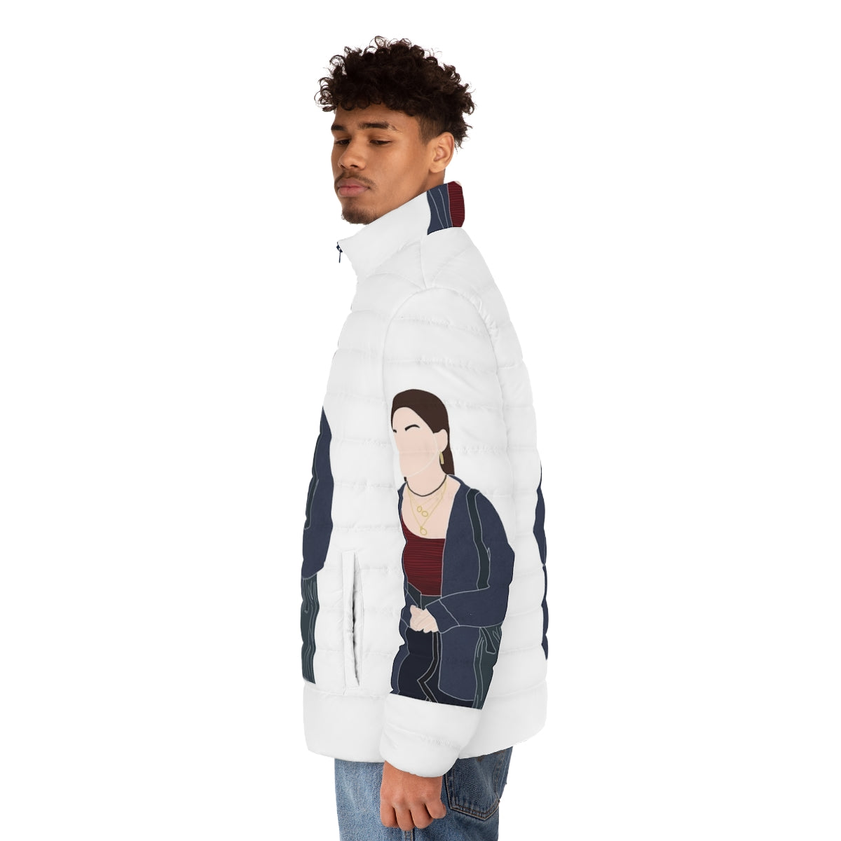 Sex Education Maeve Puffer Jacket featuring Emma Mackey as Maeve Wiley - men side left