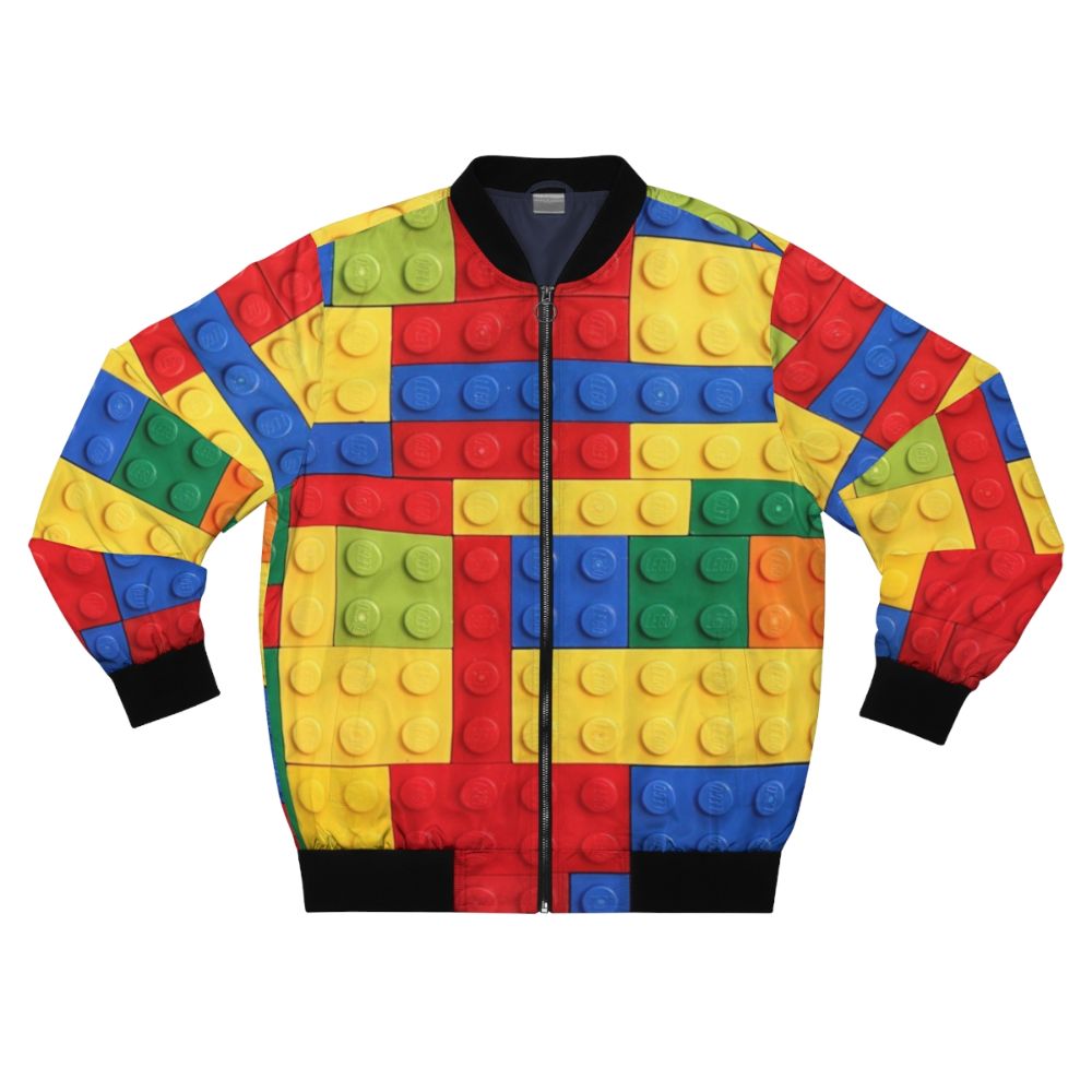 Colorful lego bricks design bomber jacket