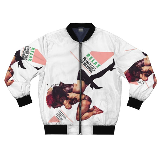 Frankie Goes Hollywood retro-style bomber jacket with music and band references