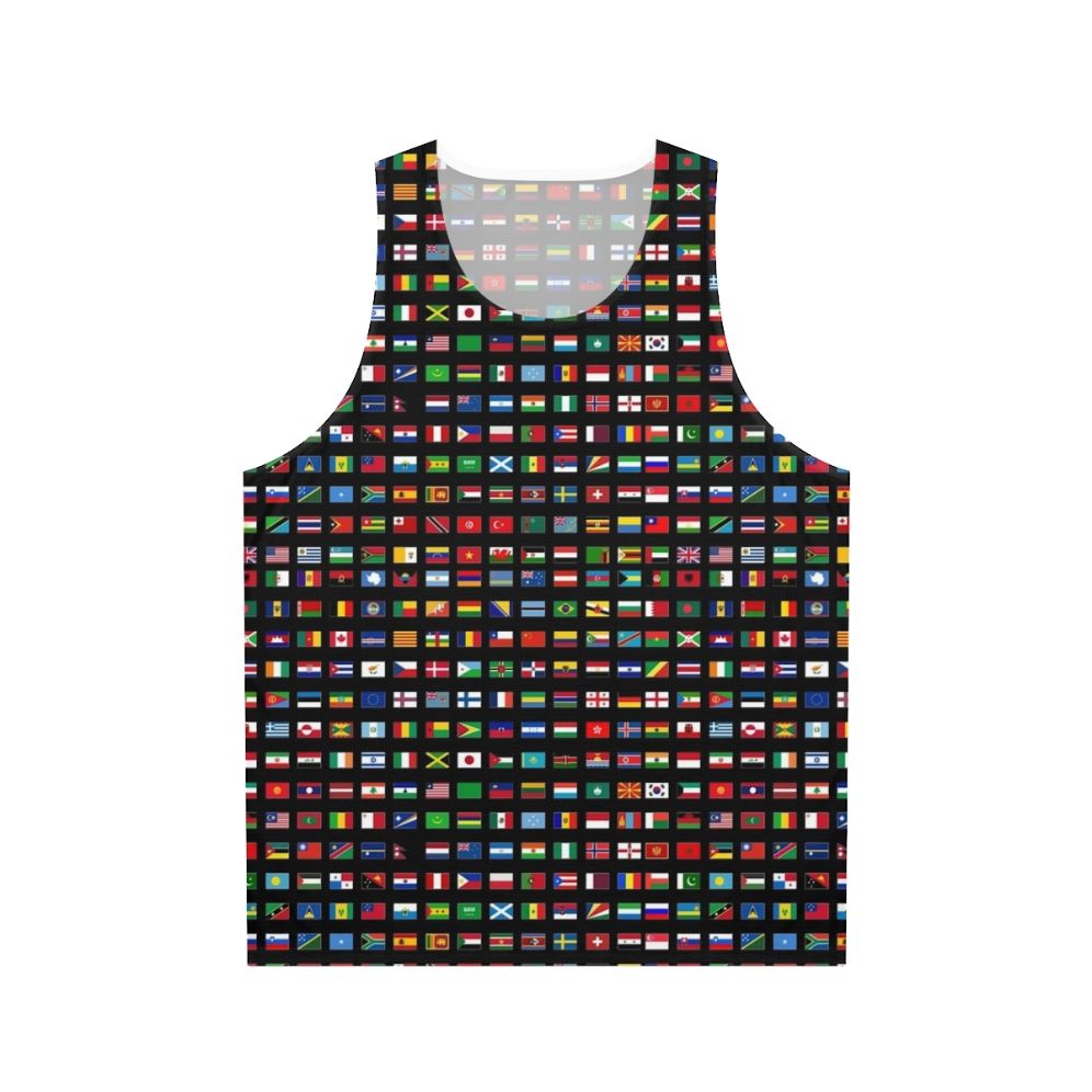 Unisex tank top with world flags design